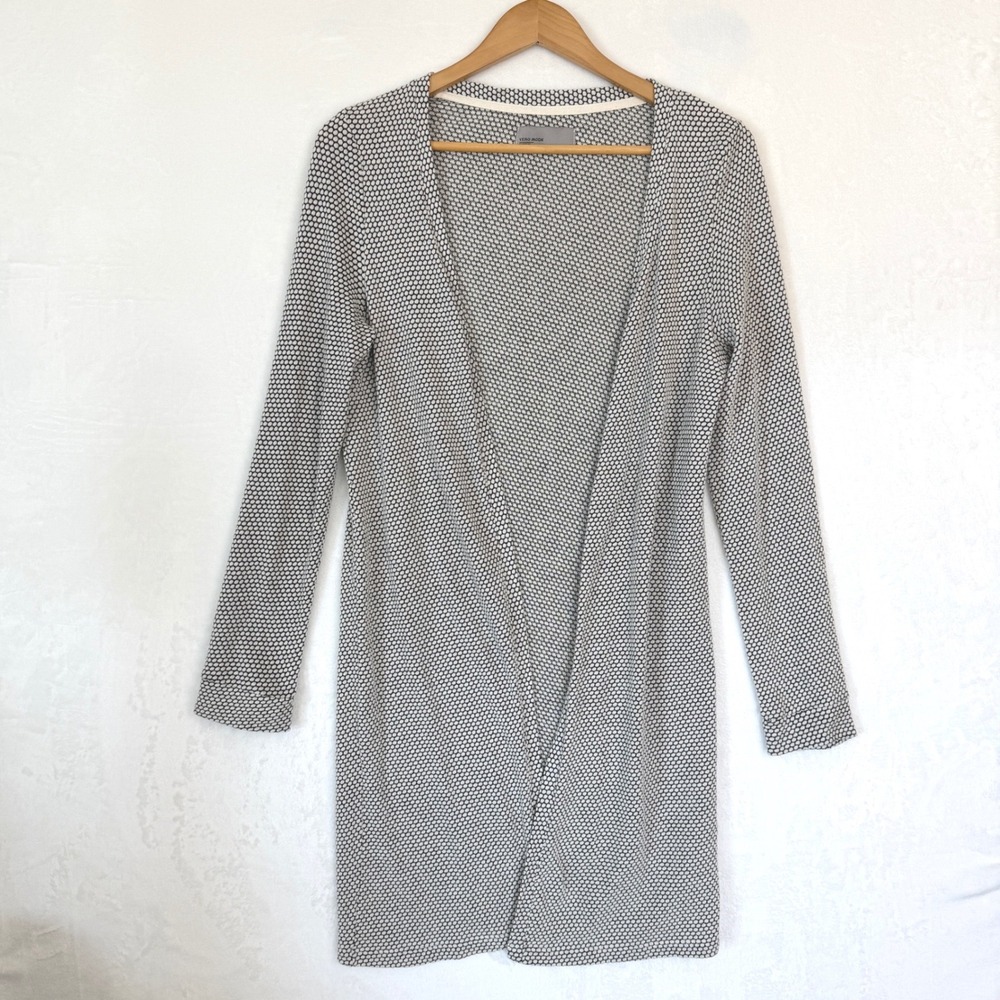 VERO MODA Black White Geometric‎ Knit Duster Cardigan Sweater Women's Medium